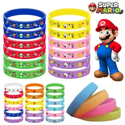 Bracelet en silicone Super Mario Bros pour enfants, fournitures de fête, jouet d'anniversaire anime pour enfants, dragonne décorative pour garçons et filles, 12 pièces