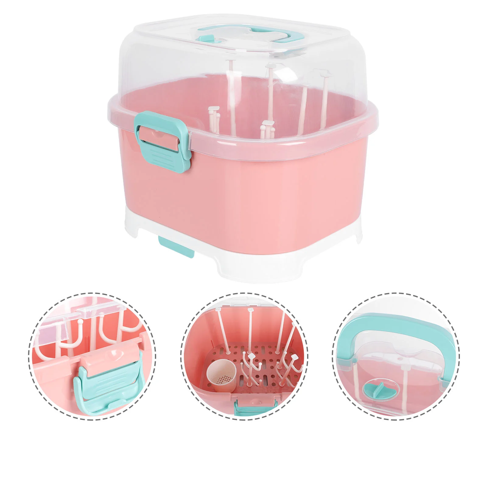 

Dish Racks Feeding Bottle Storage Box Draining Sink Dryer Baby Dying Pink Infant