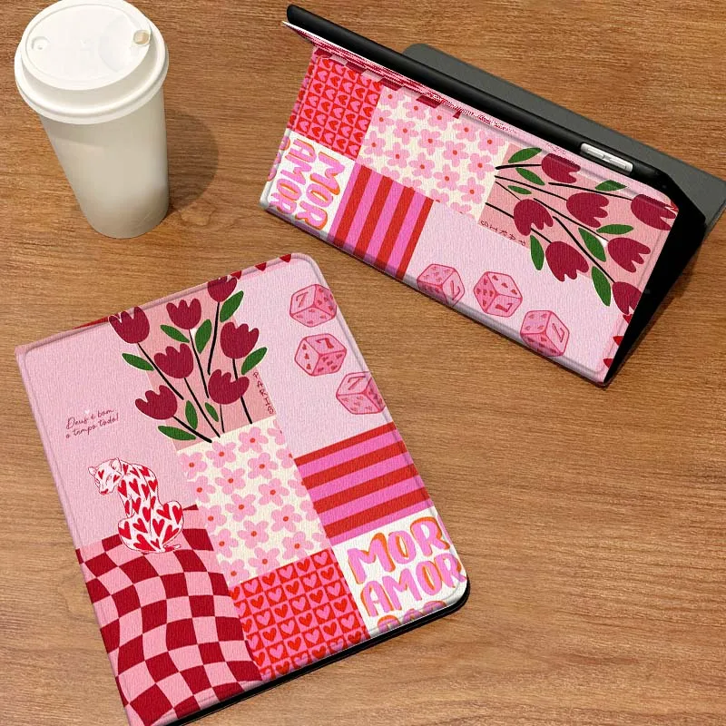 

Cartoon Pink Floral Art For Samsung Galaxy Tab A7 A A9 A11 S6 A11 A8 S11 Lite Plus 10.4 10.5 Inch Tablet Case