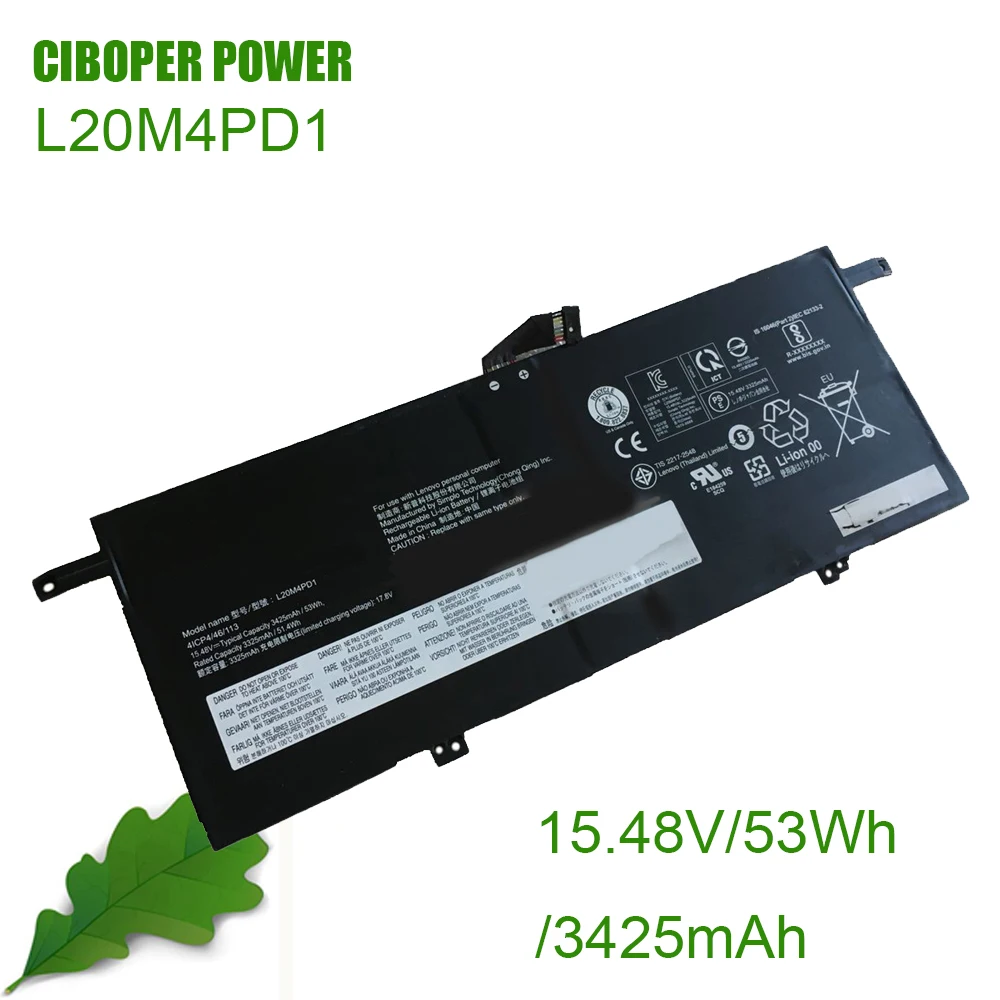 

CP Аккумулятор для ноутбука L20M4PD1 15,48 в/53 Втч для ThinkBook Plus G2 ITG 20WH001FAU 20WH000EKR ThinkBook 13x ITG 20WJ0022RA 20WJ002LMX