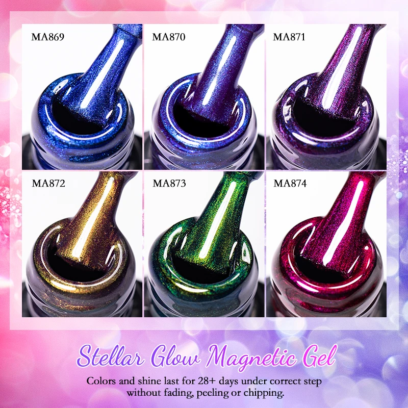 7ml MEET ACROSS Aurora Cat Eye Smalto gel Smalto magnetico UV/LED Polimerizzazione Soak Off Glitter Gel Nail Art Blu Aurora Effetto