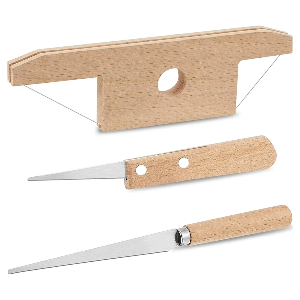Pottery Tools Set -3 Pieces Clay Trimming and Cutting Tools Ceramic Trimming equipments Wood+Metal