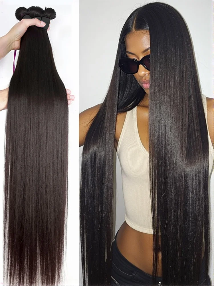 

30, 34 дюйма, 16 А, прямые пучки человеческих волос, натуральные необработанные волосы, 1/3/4 пучка, бразильское наращивание волос Remy, плетение волос с двойным утком