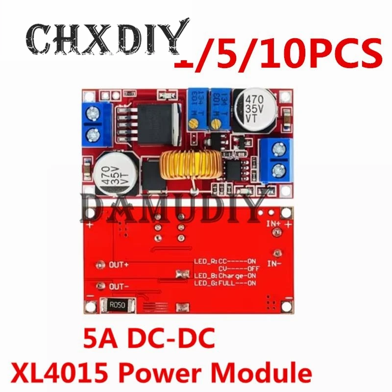 1-10 Pcs  5A DC-DC Adjustable Buck Converter XL4015 4 - 38V to 1.25 - 36V Step Down Power Supply Voltage Regulator Power Module