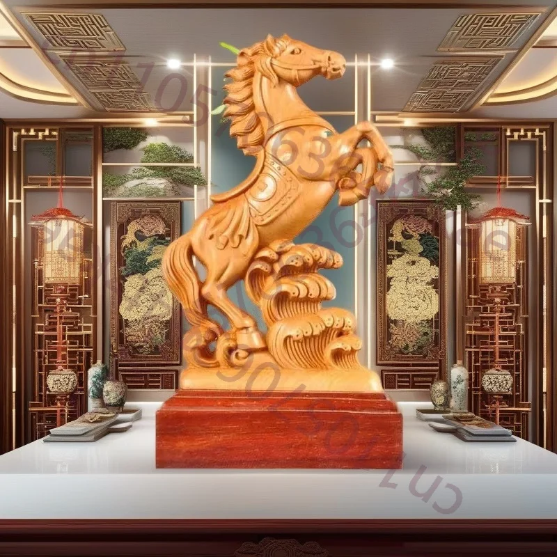 

Статуэтка лошади из натурального кипариса, традиционная ручная резьба по цельному дереву, для декора дома, комнаты, офиса, подарок, 7,2 дюйма