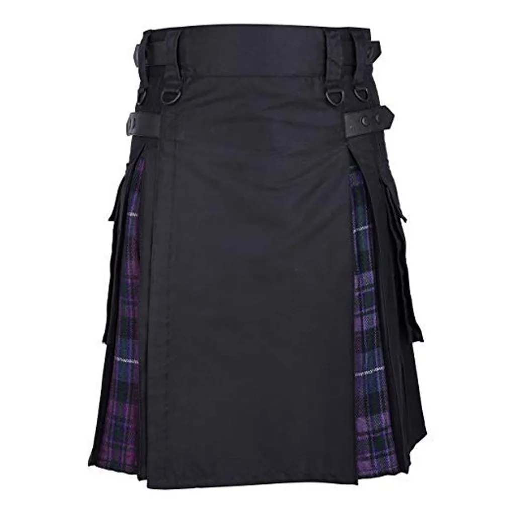 Mens Vintage Scotland Gothic Fashion Kendo Pocket Skirts Scottish Clothing Bedroom