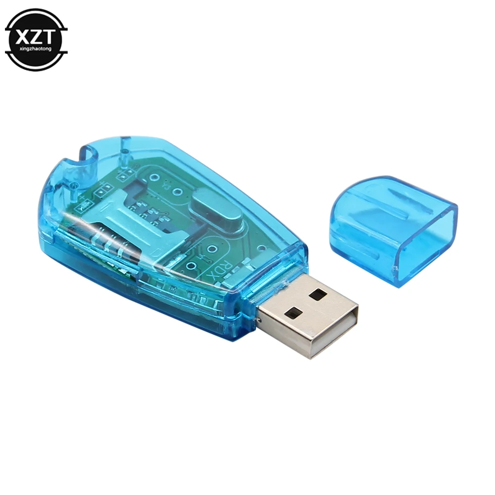 Blue USB SIM Card Reader Copy/Cloner/Writer/Backup Kit SIM Card Reader GSM CDMA SMS Backup + CD Disk