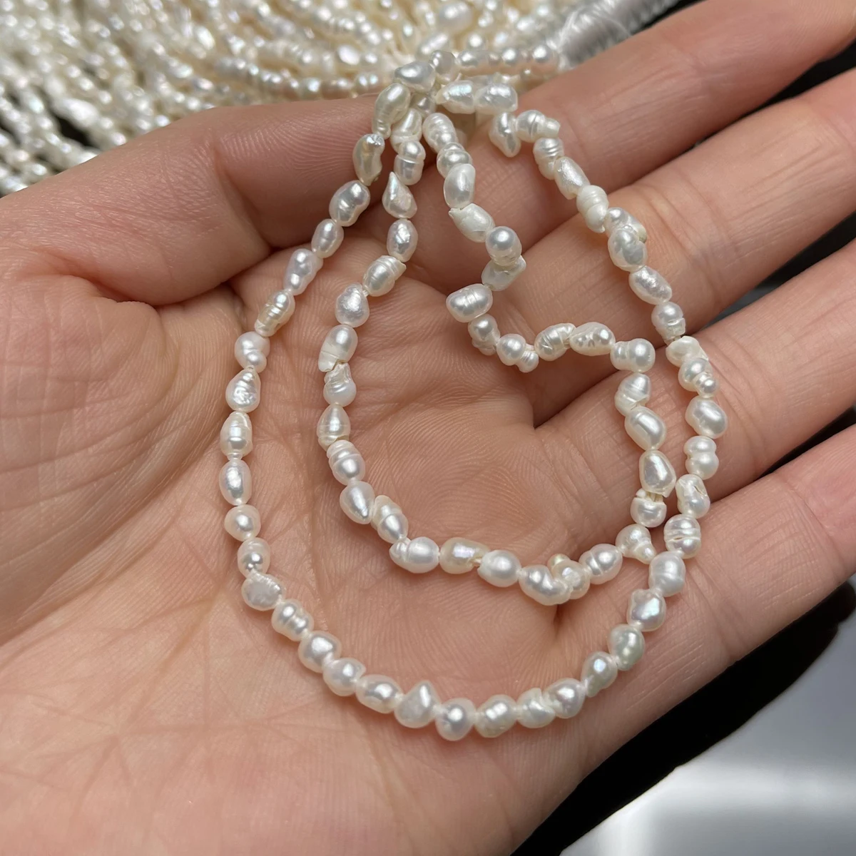 3-4 مللي متر 4-5 مللي متر بشكل غير منتظم لؤلؤ المياه العذبة الطبيعية ستراند الخرز لصنع المجوهرات DIY بها بنفسك النساء قلادة سوار إكسسوارات
