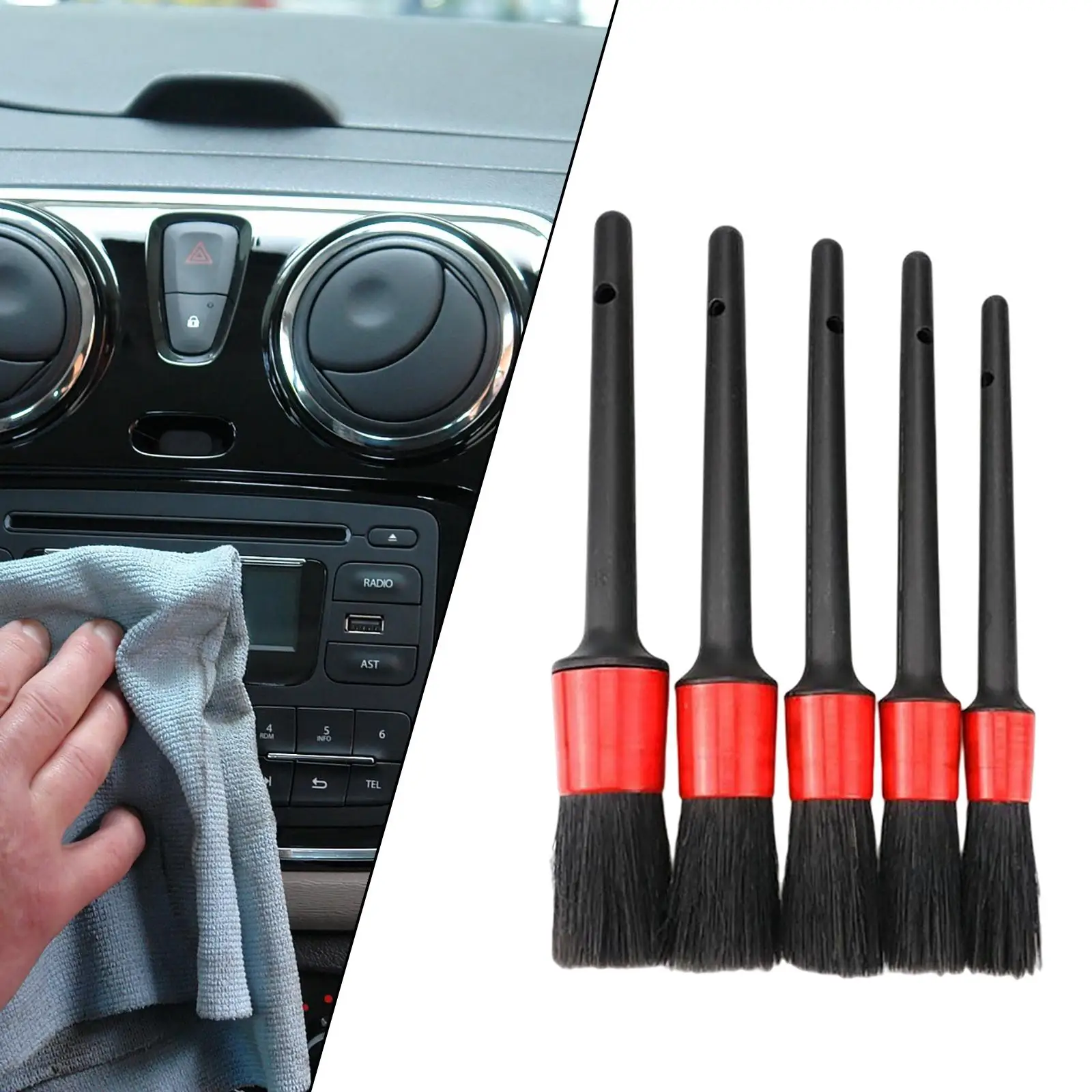 

Set of 5 Detailing Brush Kit Vehicle Parts Tools Auto Supplies Wet for Wheel