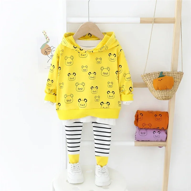 

Spring Autumn Baby Girls Clothing Sets Toddler Kids Cartoon Hooded Sweatshirt Pants Infant Clothes Outfits Children Sportswear