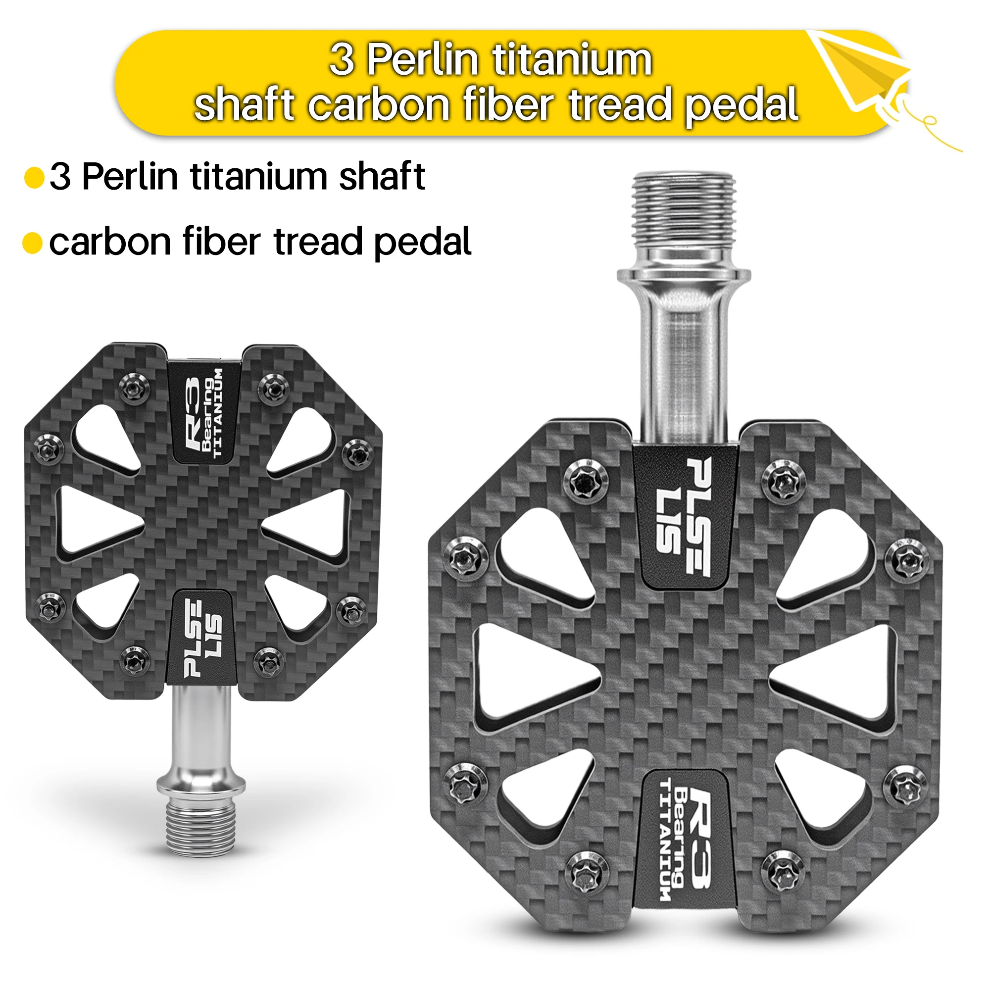 

Plselis Road Bike Pedal Lightweight Carbon Fiber Titanium Alloy High Performance Professional Anti-Skid Cycling Foot Pedal