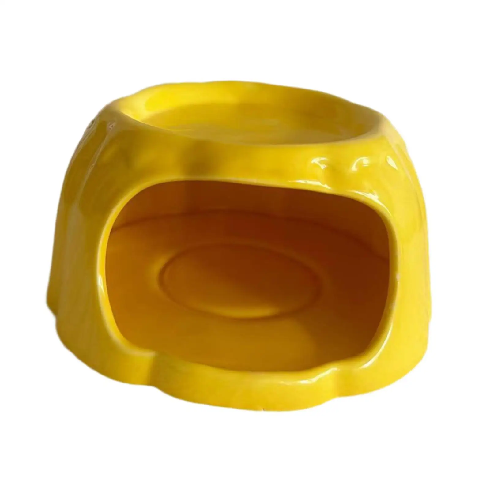 Durable Ceramic Hamster Hideout Pudding Shaped Mini Pet House Cave with Bowl for Dwarf Hamsters Gerbils Sleeping Playing