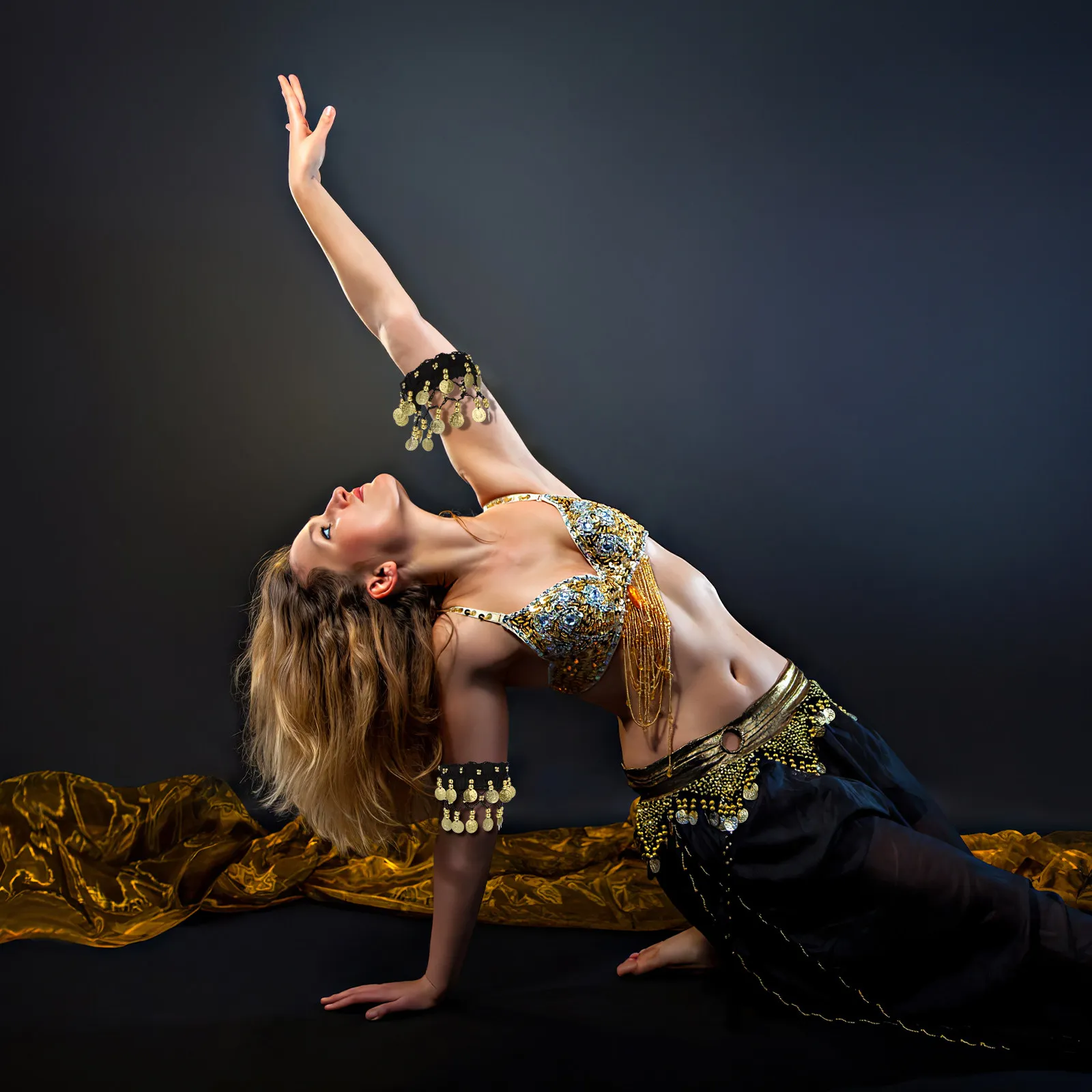 2 Peças de Tornozeleira de Dança do Ventre com Moedas, Acessórios para Trajes de Performance, Casamento, Festa Noturna, Carnaval e Cosplay