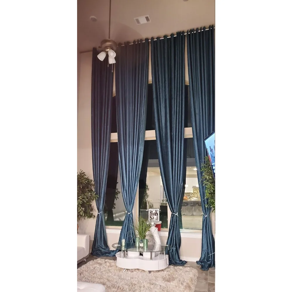 Custom Made Extra Long Heavy Thick Luxury Velvet Curtains, 12-24 Feet, Brown, Green, Gray, Wine Beige