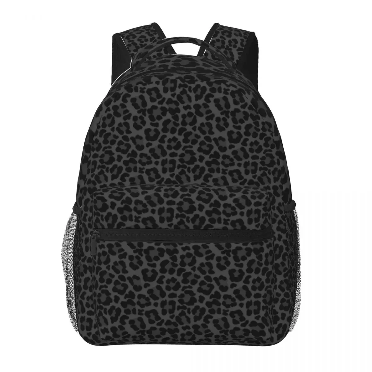 Mochila negra con estampado de leopardo para niños, mochilas escolares para mujeres y adolescentes, mochila para ordenador portátil de viaje