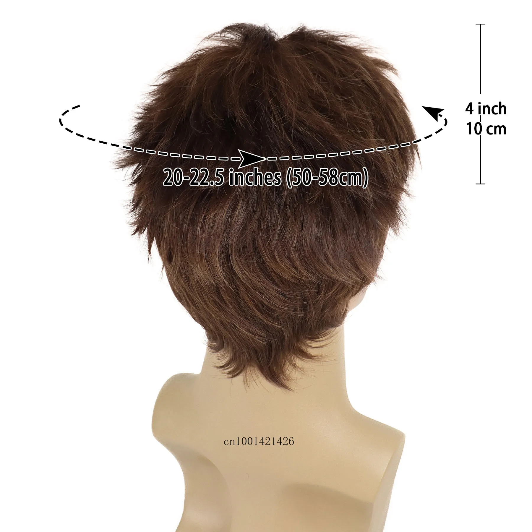 Wig Men Guys Short Haircuts Synthetic Hair Replacement Wigs Natural Mix Brown Casual Daily Use Carnival Party Costume Wigs Male