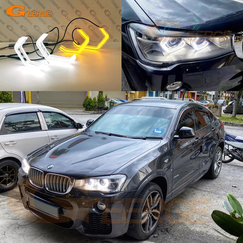 

For BMW X3 F25 G01 F97 X4 F26 G02 F98 Ultra Bright Day Light Turn Signal Concept M4 Iconic Style LED Angel Eyes Kit Halo Rings