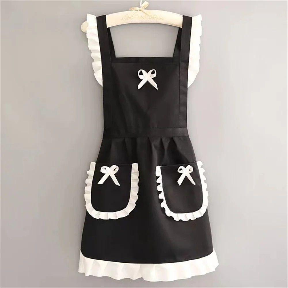 Kitchen Apron Maid Dress Apron with Waistband for Restaurant Workwear