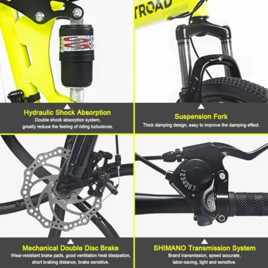 26 بوصة دراجة جبلية قابلة للطي 21 سرعة دراجة تعليق كاملة مع فرامل قرصية مزدوجة عالية الكربون إطار فولاذي دراجة جبلية ل #3