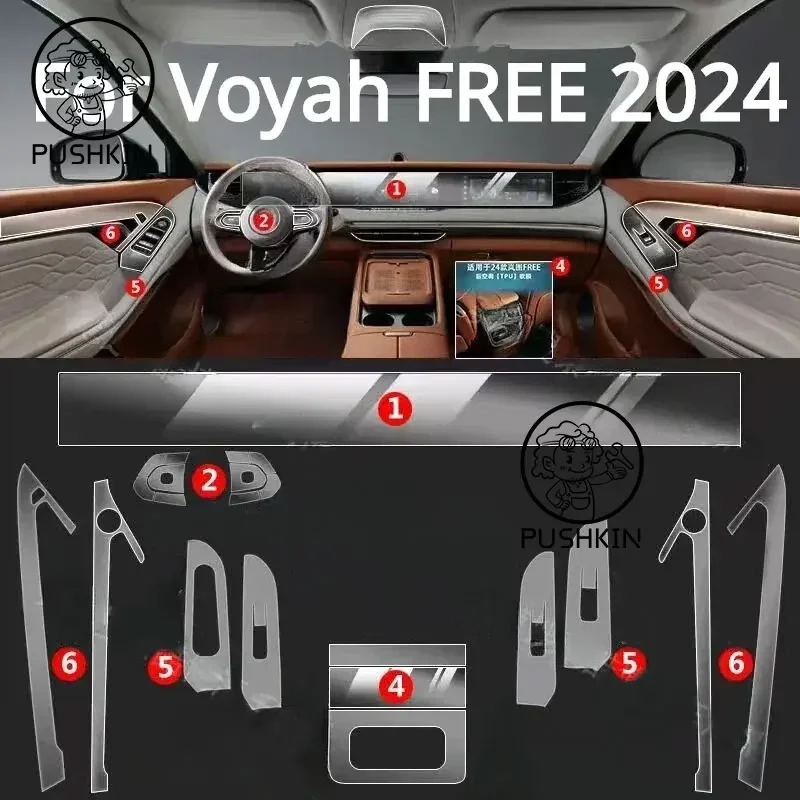 For Voyah FREE 2024 Car interior Accessories film transparent TPU Navigation Gear Panel Center Console Anti-scratch resist refit