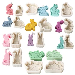 Easter Relief Flower Rabbit Silicone Candle Mold DIY Animal Aromatherapy Plaster Bunny Candle Mold Home Decoration