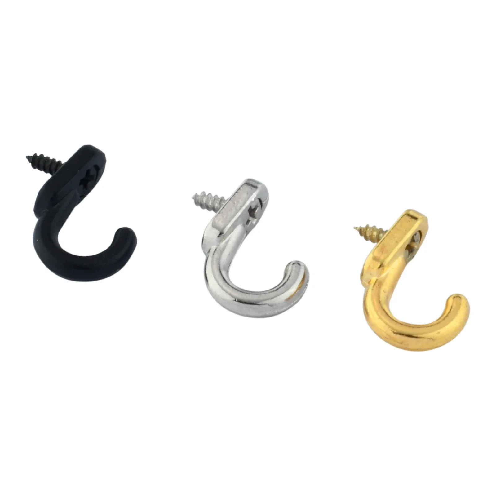 10pcs Small Hooks w/screws Alloy Wall Hangers 17mm/0.67in Vintage Black Silver Gold Kitchen Bathroom Key Towel Hat Coat Bag Mask