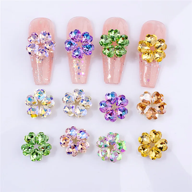 

5PCS/Bag Shinny Crystal AB Gems,Colorful Flatback Rhinestone,Nail Gel Polish Base Accessory,3D Manicure Ornament,Nail Decoration