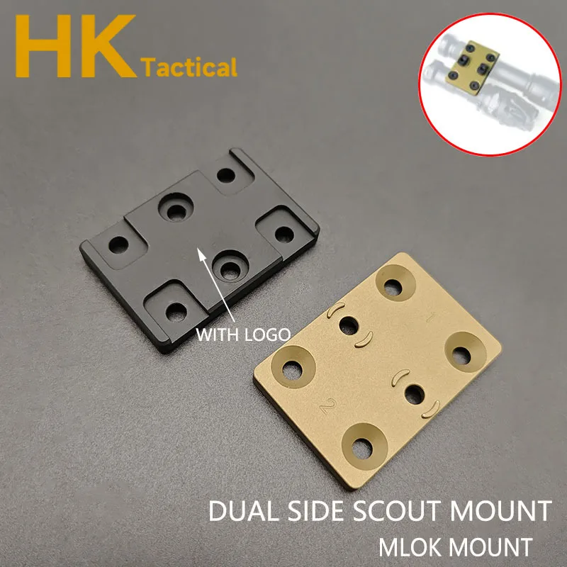 Dual Side Scout light Mount M-LOK Slot base Fit M300 M600 Flashlight Two Scout Lights Side by Side CNC Adapter Hunting Accessory