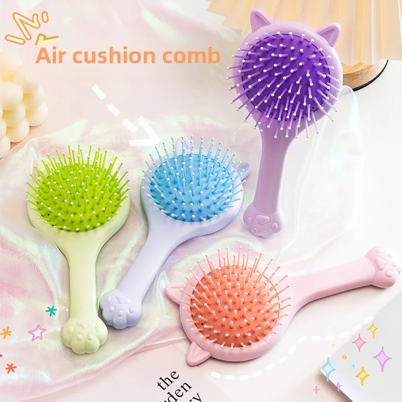 

Cute and Creative Girl-Style Air Cushion Hairbrush with Cat Paw Design, Mirror Hairbrush for Home Use, Scalp Massage Brush