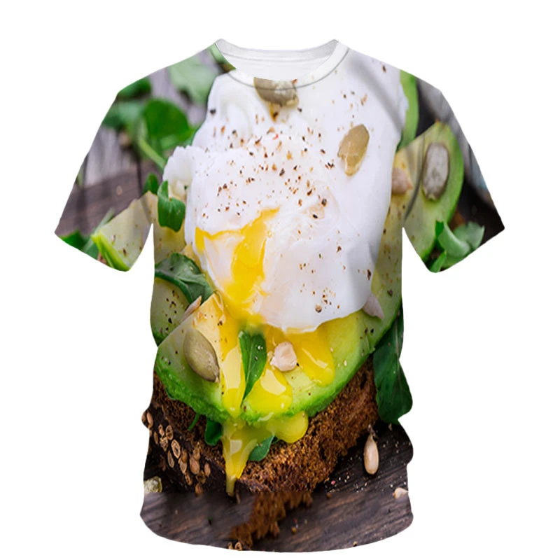 Food 3d Printed Poached Egg T-Shirt Men Funny Pattern Short Sleeve Tees Casual Sports Fitness Loose O Collar T Shirts Clothing