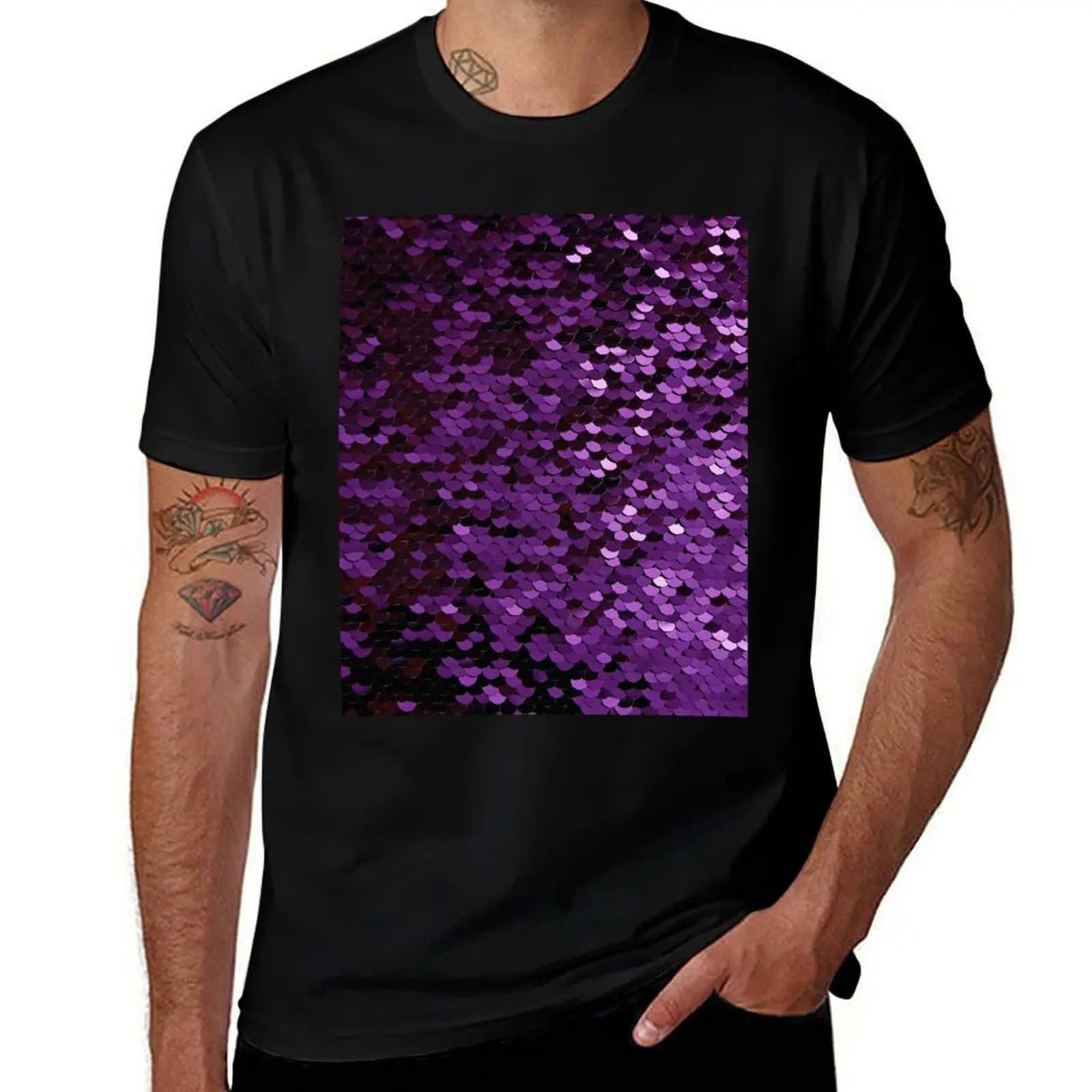 

Photographic Image of Purple Sequins T-Shirt Mechanic Work Tee Shirt
