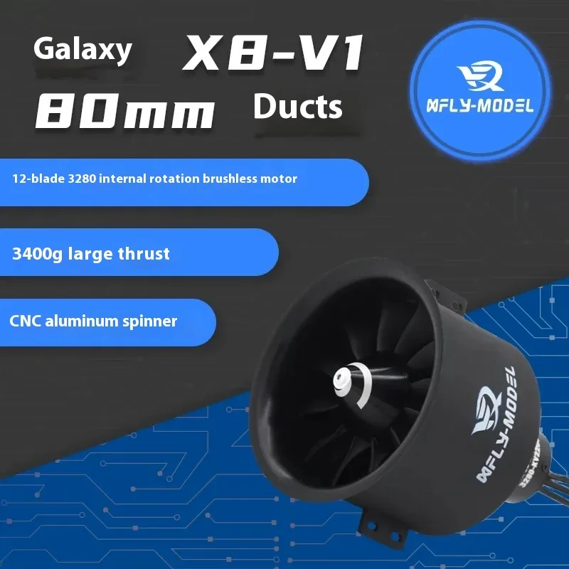 Xfly Model 80mm V1 12 Blade Duct Power Unit Electric Duct Fan 3280-kv2200 Internal Rotation 6s Accessory modification