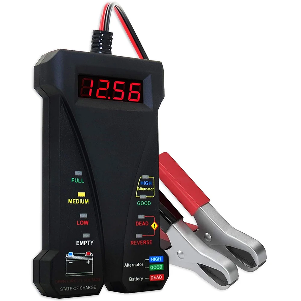 

14A 12V Digital Car Battery Tester Voltmeter and Charging System Analyzer with LCD Display and LED Indication