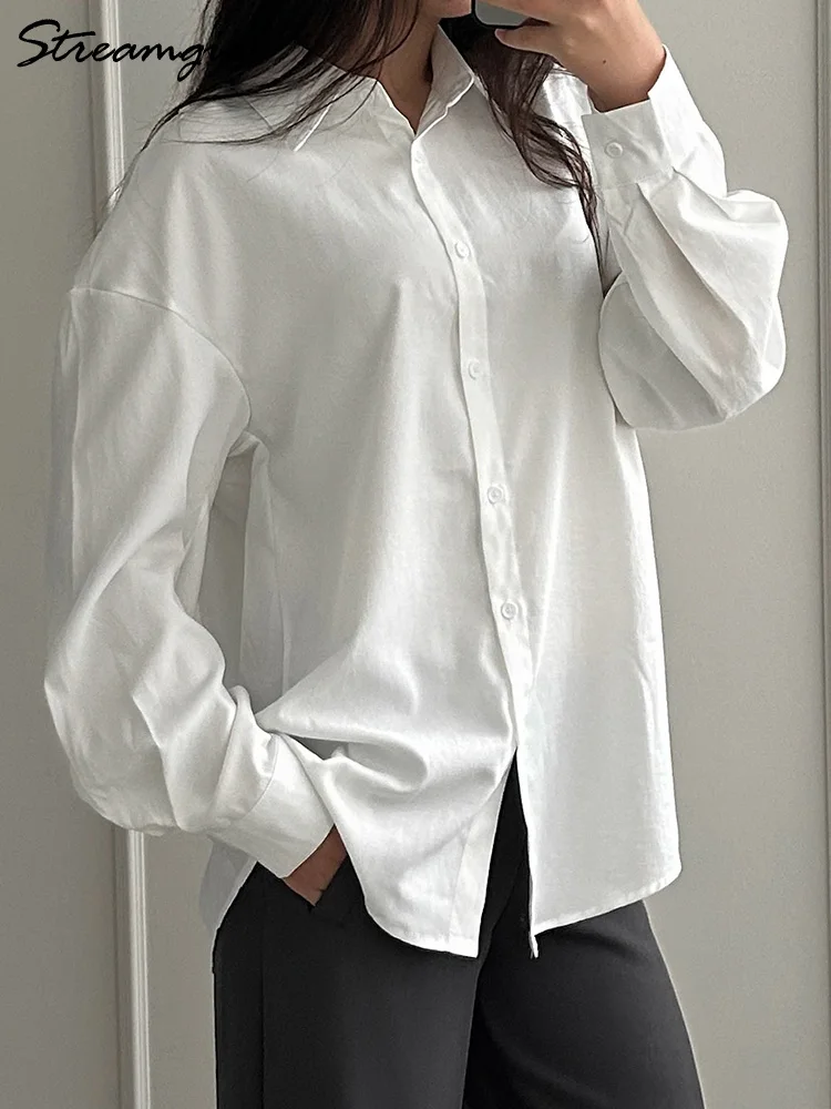 

Streamgirl Loose Blue Shirts For Women Spring Basic Purple Tops Casual Outwear Long Sleeve Women's Blouses And Shirts Plain