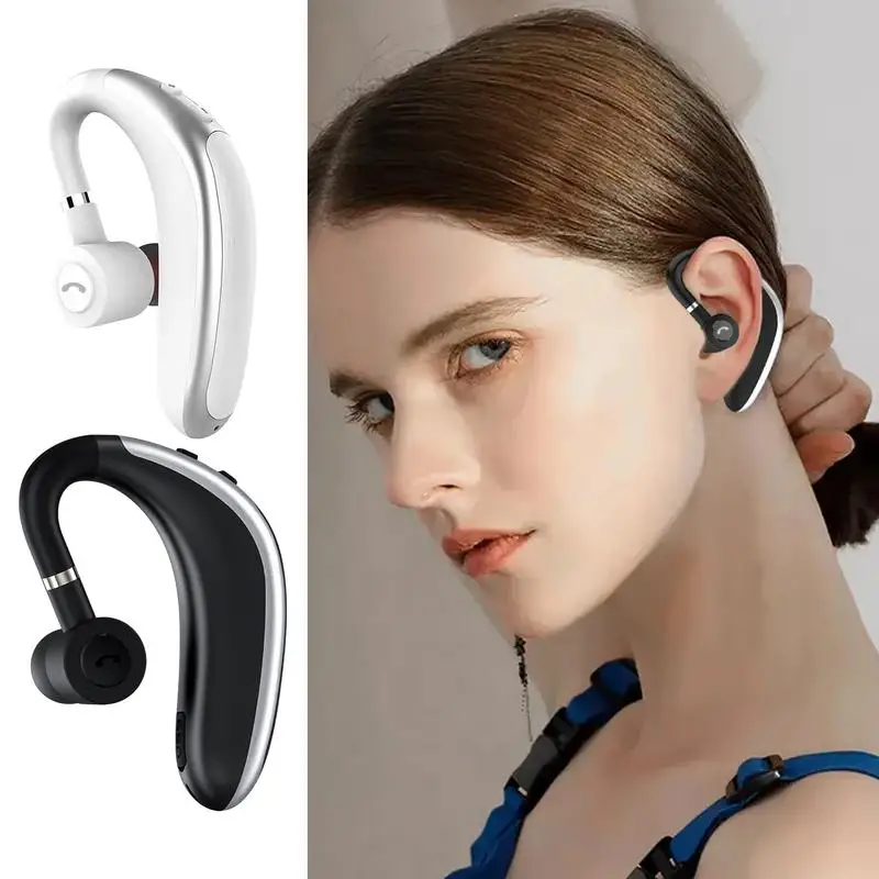 Single Ear Headset For Work Wireless Earpiece Ultra-Long Battery Life Single Ear Earbuds For Trucker Home Work For Computer &