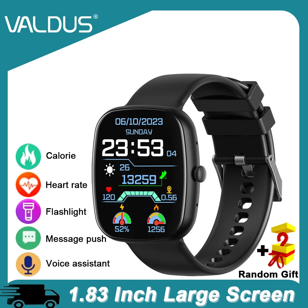 

VALDUS 2025 Новые умные часы VS10 для мужчин и женщин, голосовой помощник с искусственным интеллектом, Bluetooth-фонарик для вызова, совместимый с Android IOS, умные часы