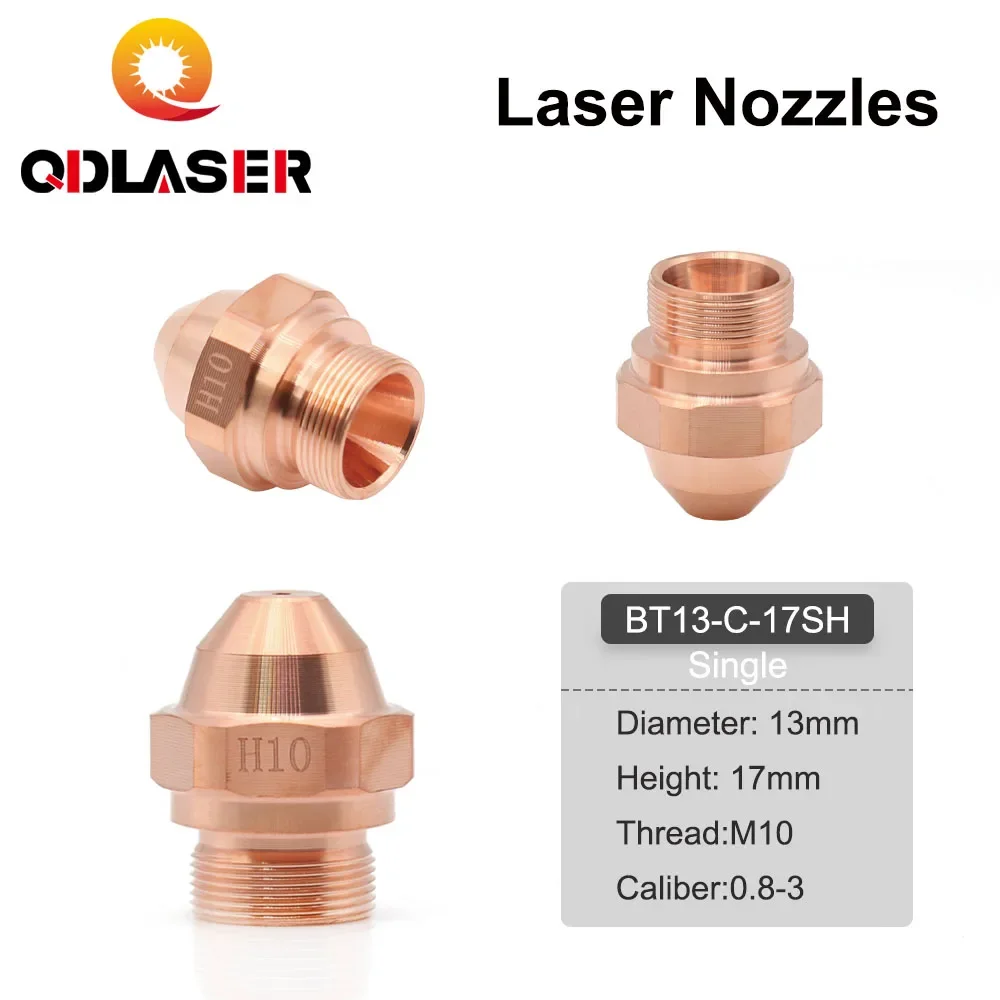 

QDLASER H Series OEM Laser Nozzles BT13-C-17SH Dia.13mm Single Layer M10 Caliber 0.8-3mm for Fiber Cutting Head