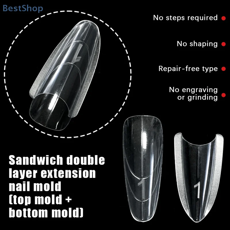 ساندويتش أشكال أظافر مزدوجة 240 قطعة 15 حجم ملحقات-أشكال مزدوجة نعش اللوز أشكال أظافر قالب علوي قالب سفلي #4