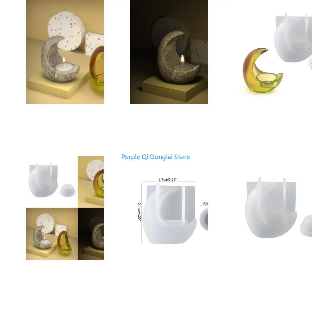 L21E Moon-shaped Mold Resin Casting Holder Silicone Mold Suitable for Decor