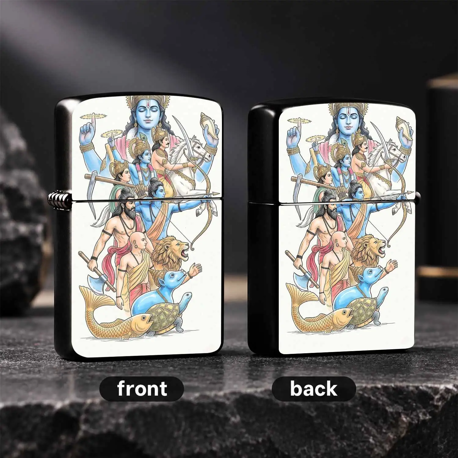Vishnu Ten Avatars Themed Creative Lighter, Exquisite Hand-Drawn Cultural Print, Suitable For Daily Commute, Outdoor Trips, Family Gatherings And All Scenarios, Unique Hindu Cultural Art Design, Portable Exquisite Collectible, Thoughtful Cu
