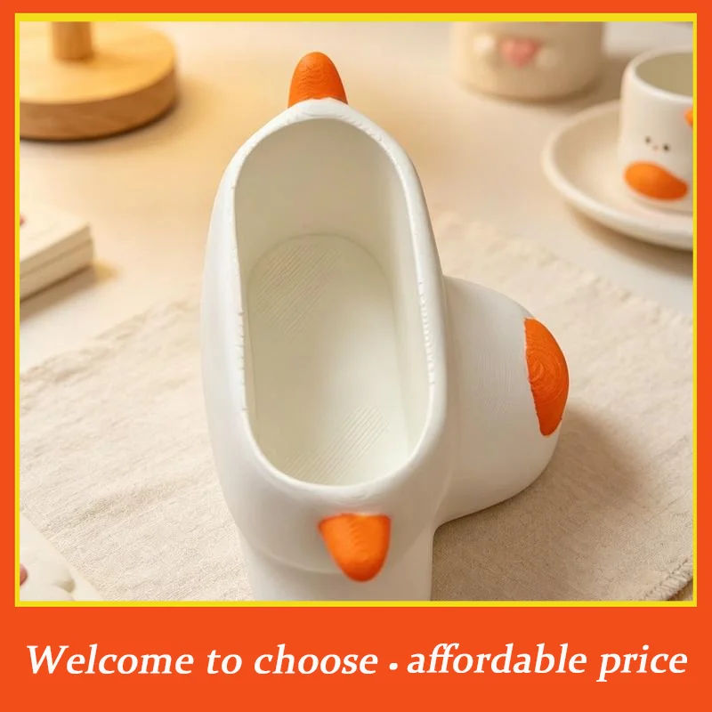 #Water Resistant Cute Duck-shaped Pen Holder Cartoon Multi-functional Storage Tube for Pens Makeup Brushes Home Office Use