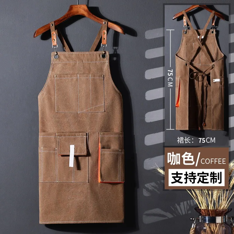 

In Stock Custom Logo Waterproof Canvas Work Apron for Baristas Baking Florists Bartenders Waist Wrap In Stock Fast Shipping