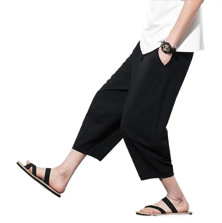 

Plus size Cotton Linen Harem Pants Summer Casual Calf-Length Solid Baggy Trousers vinatge spodnie dresowe pantalons décontractés