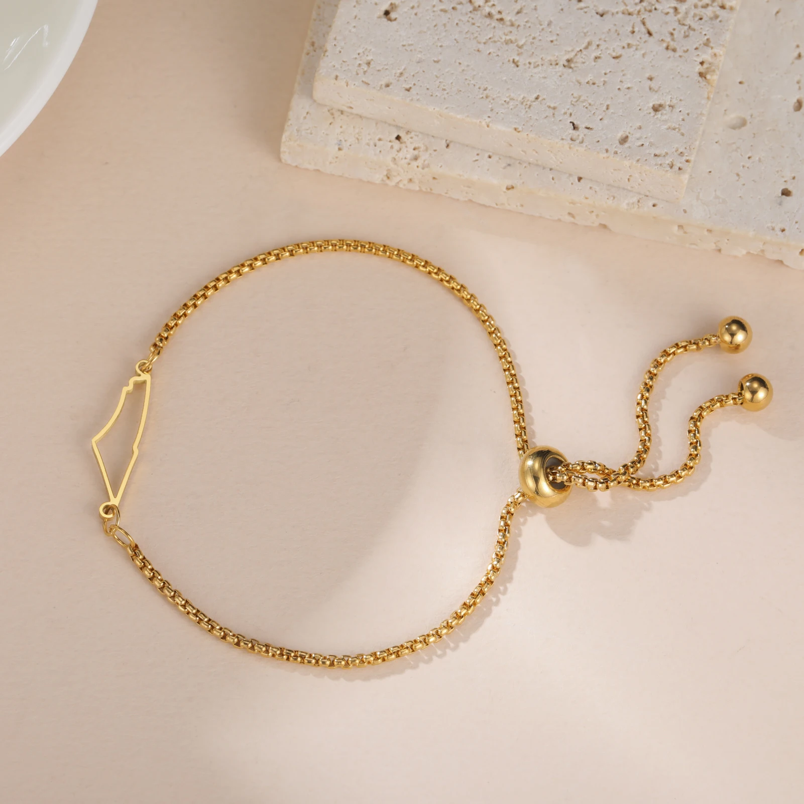 جوفاء فلسطين قلادة على شكل خريطة سوار الفولاذ المقاوم للصدأ صندوق قابل للتعديل سلسلة للرجال والنساء هدية مجوهرات العرقية الإسرائيلية