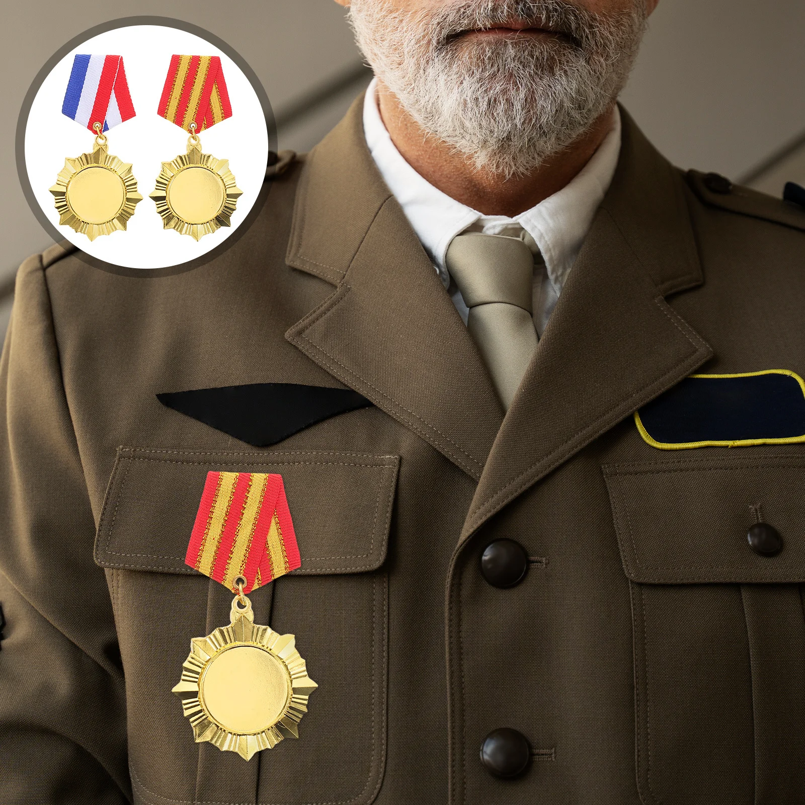 

2Pcs Independence Day Honor Medals Veteran Award Metal Pins Commemorative Memorial Event Badge Badge Reel Independence Day