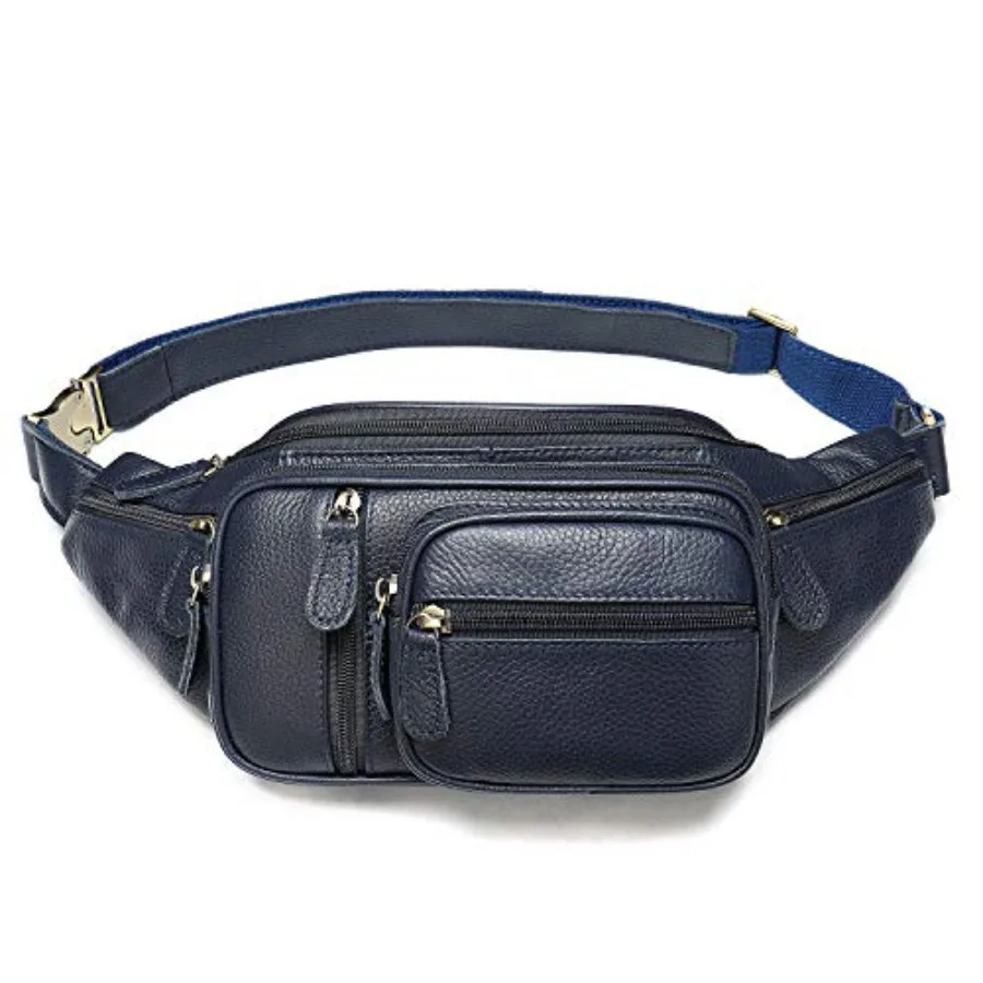 

Genuine Leather Fanny Pack large capacity Crossbody Waist Bag with Zipper phone Pockets
