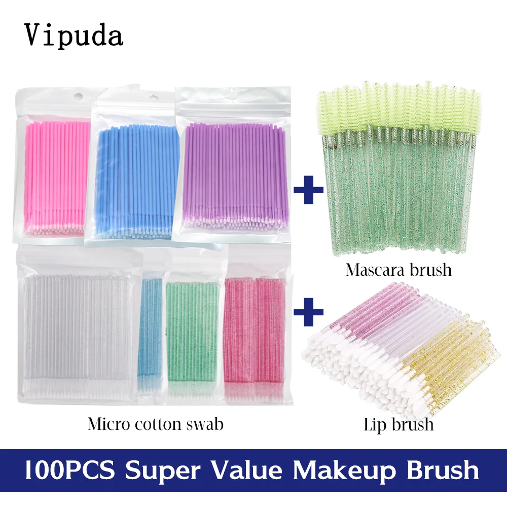 5/50/100Pcs Micro Brushes Cotton Swab Eyelash Extension Disposable Eye Lash Glue Cleaning Brushes Applicator Sticks Makeup Tools