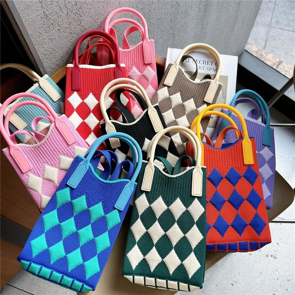 Love mobile phone bag female Korean version knitted sweet hand carry messenger versatile student small change bag storage messen