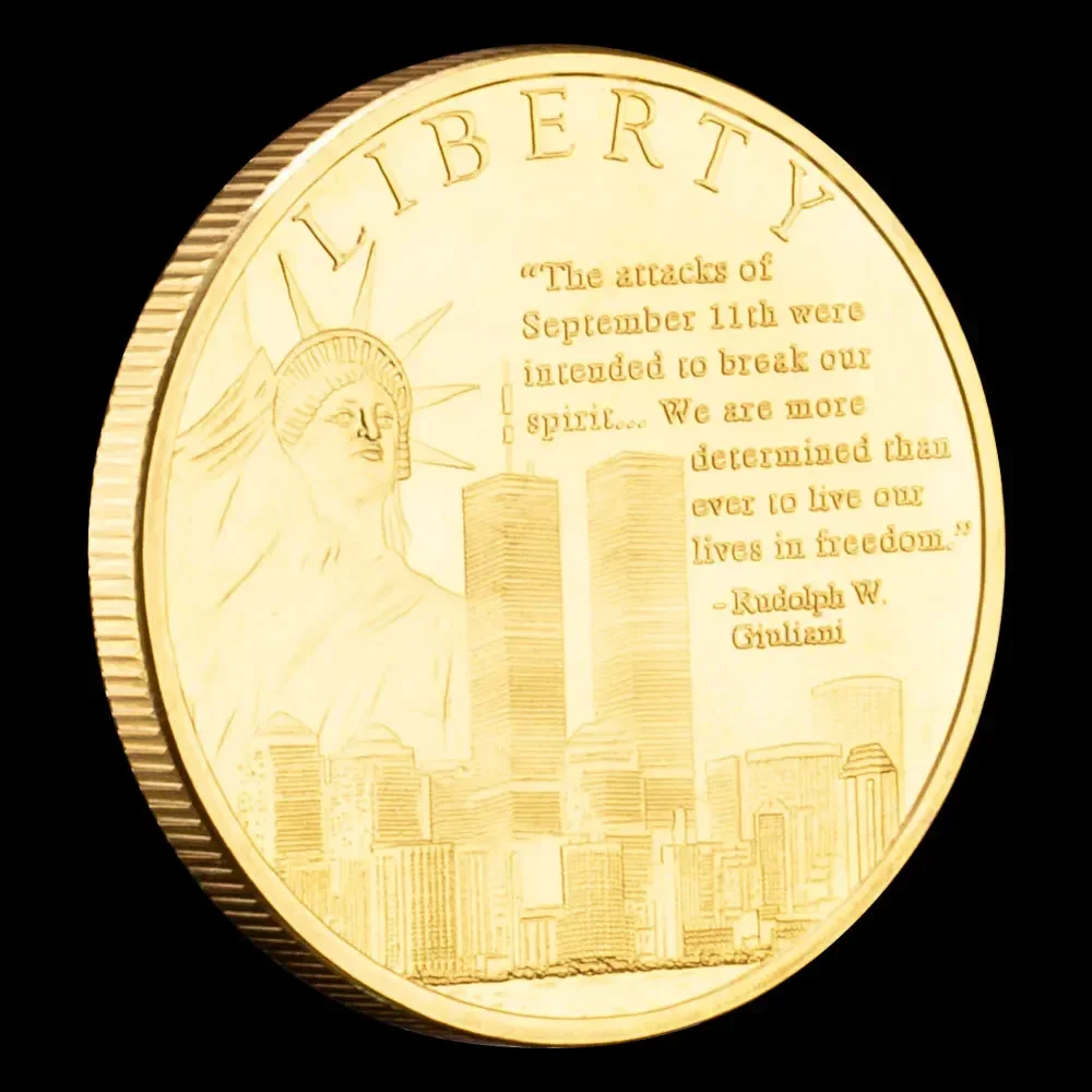 The America Spirit Commemorative Coin Remebering 9/11 U.S.lady Liberty Gold-Plated Souvenir Coin Gift Badge