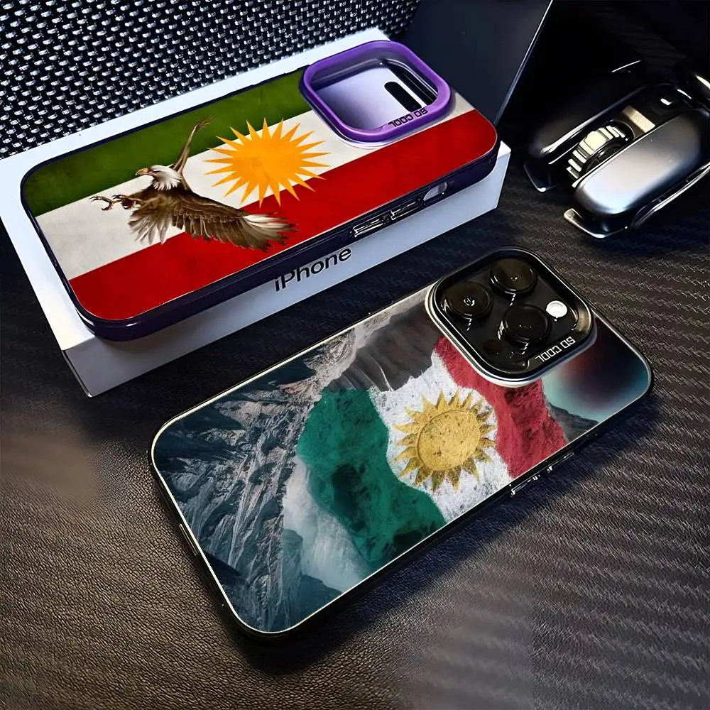 

Kurdistan Flag Phone Case For iPhone 16,15,14,13,12,11,Mini,Pro,MAX Purple Matte Shockproof Cover